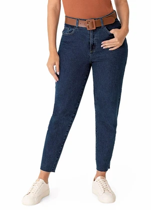 Malwee - Calça Mom Jeans Cintura Alta Azul Escuro - MALWEE