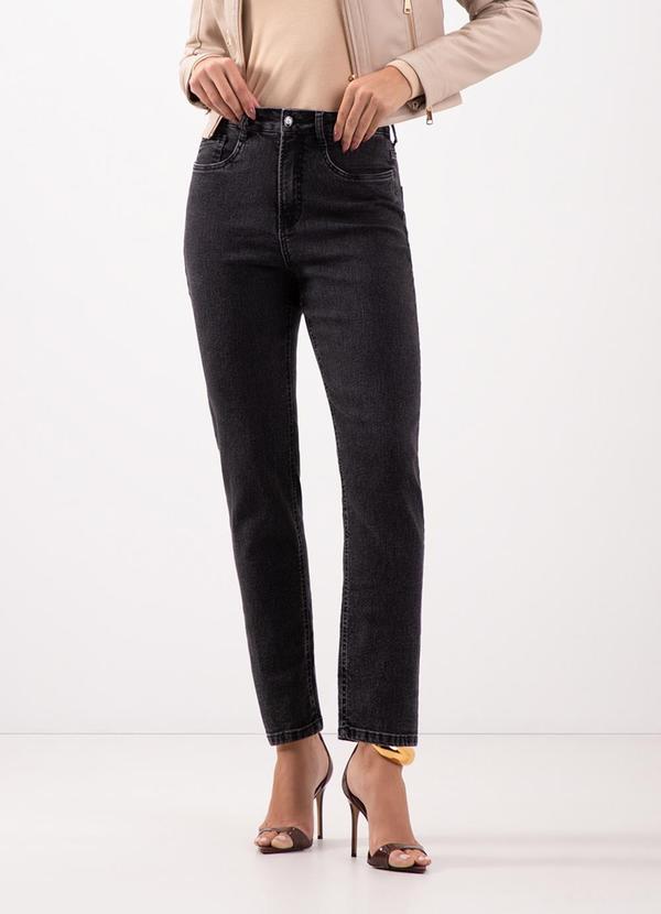 Lunender - Calça Mom Jeans Cintura Alta e Elastano Preto