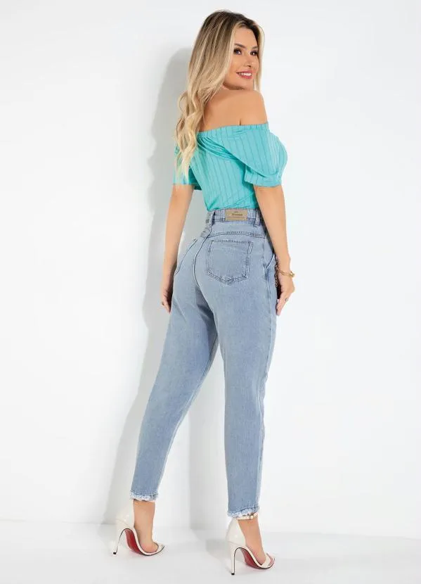 Sawary Jeans - Calça Mom Jeans Clara com Bolsos e Puídos Sawary 4