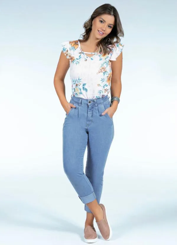 Quintess - Calça Mom Jeans Clara com Pregas na Cintura 3