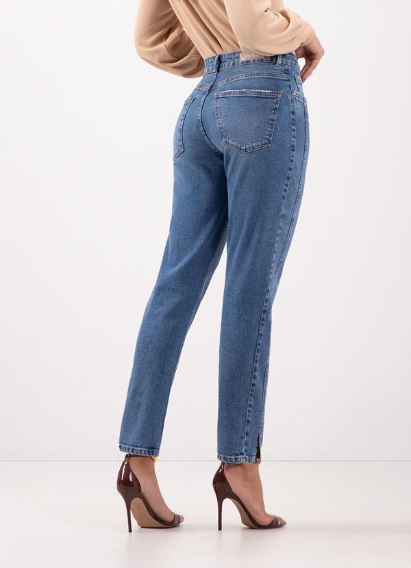 Lunender - Calça Mom Jeans com Abertura na Barra Azul 2