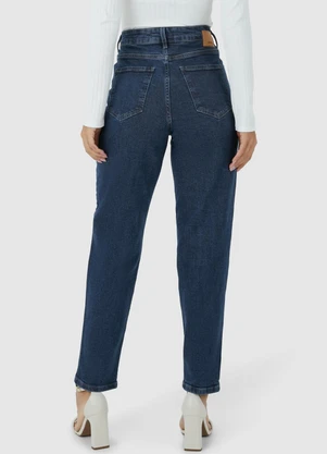 Malwee - Calça Mom Jeans com Bolso Azul Escuro - MALWEE