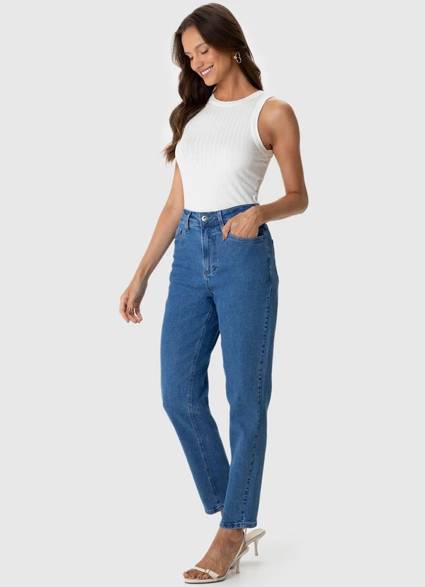 Malwee - Calça Mom Jeans com Bolso Azul 3