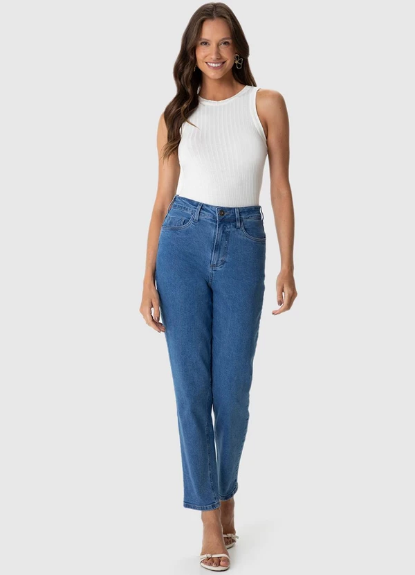 Malwee - Calça Mom Jeans com Bolso Azul 4