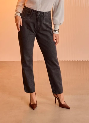 Lunender - Calça Mom Jeans com Cintura Alta Preto - LUNENDER