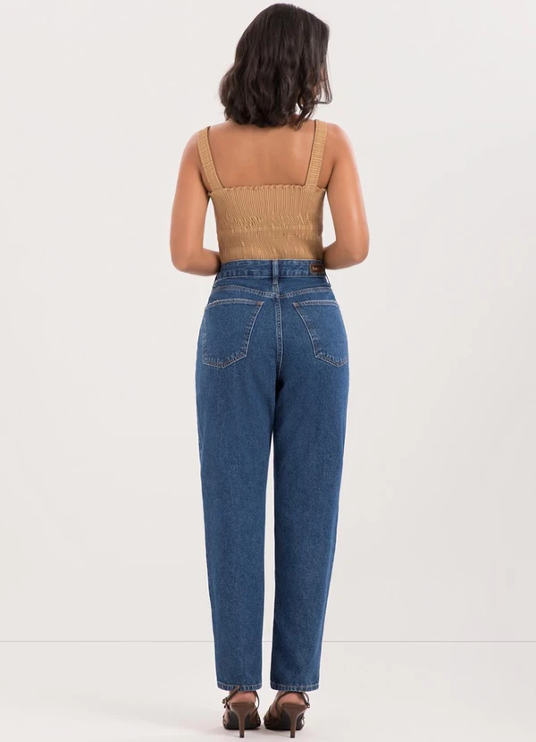Lunender - Calça Mom Jeans com e Bolsos Funcionais Azul 4