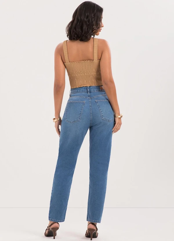 Lunender - Calça Mom Jeans com e Elastano Azul 4
