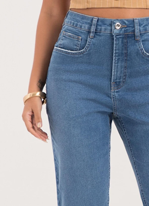 Lunender - Calça Mom Jeans com e Elastano Azul 5