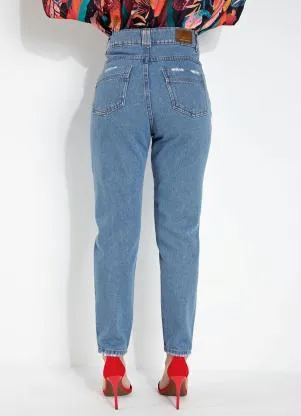 Sawary Jeans - Calça Mom Jeans com Puídos Sawary - SAWARY JEANS