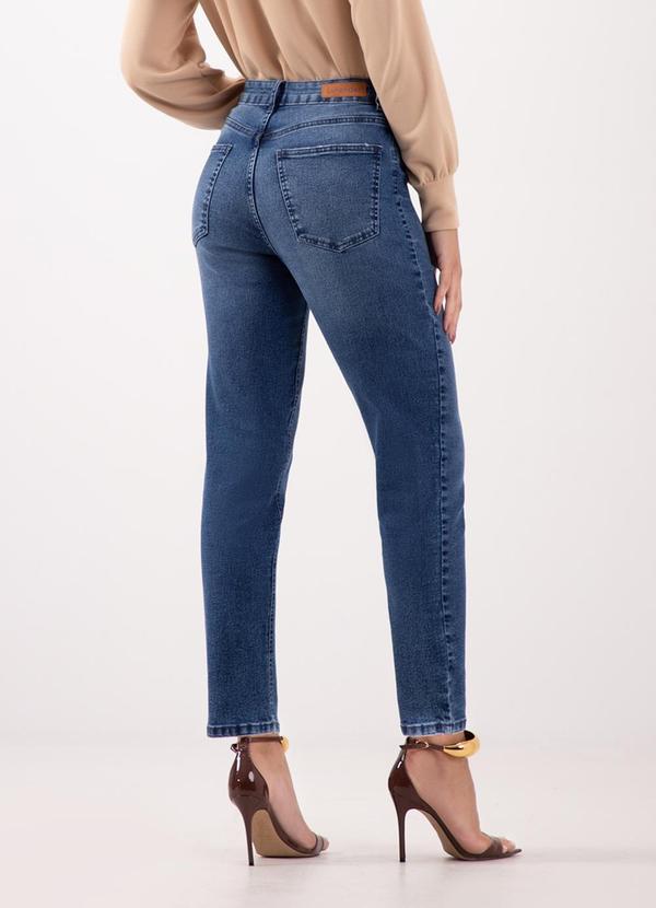 Lunender - Calça Mom Jeans de Cintura Alta com Bolsos Azul 2