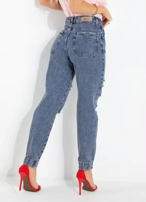 Sawary Jeans - Calça Mom Jeans Destroyed Sawary - SAWARY JEANS