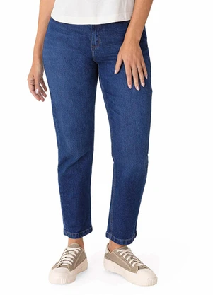 Malwee - Calça Mom Jeans Estonada Cintura Alta Azul - MALWEE