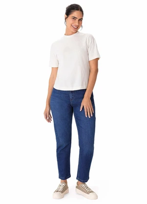Malwee - Calça Mom Jeans Estonada Cintura Alta Azul - MALWEE