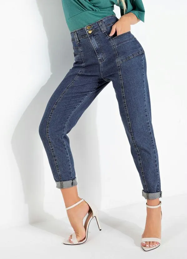 Sawary Jeans - Calça Mom Jeans Sawary com Bolsos Laterais
