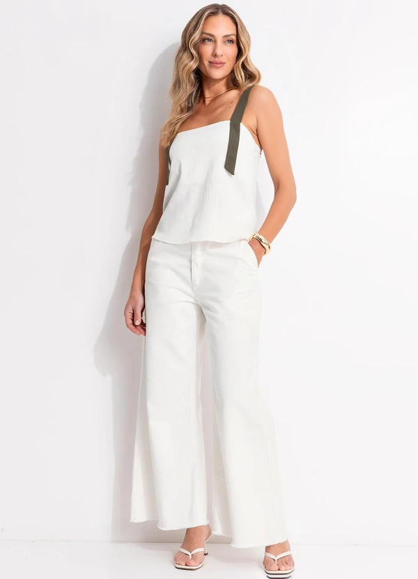 Quintess - Calça Off White em Jeans 12