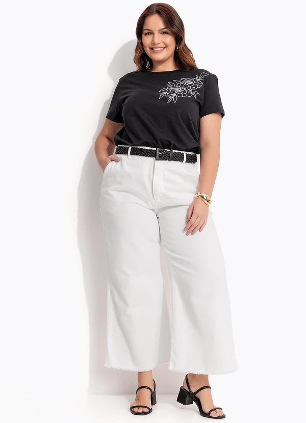 Quintess - Calça Off White em Jeans 16