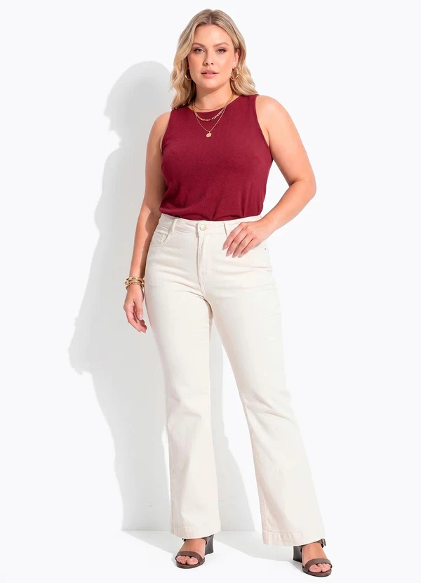 Quintess - Calça Off White em Jeans