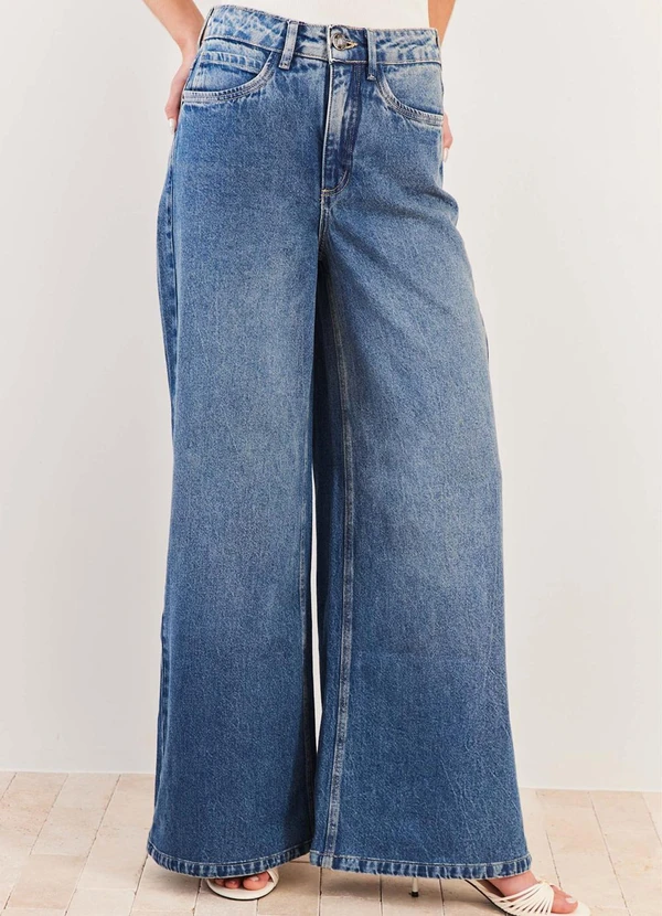 Sofie - Calça Palazzo Jeans Cintura Alta Urban Codes - Sof