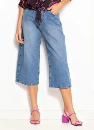 Pantacourt Feminina CalÃ§a Pantacourt Jeans Cintura Alta Calça