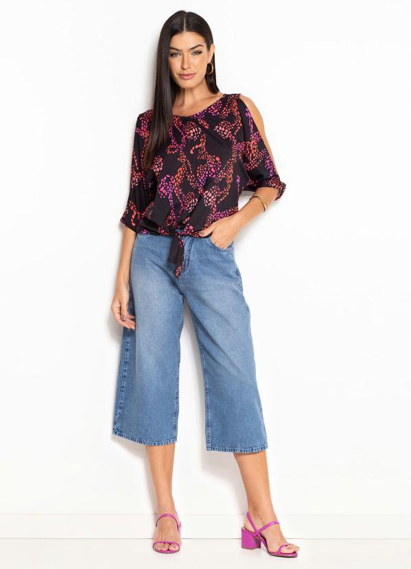 bonprix - Calça Pantacourt Jeans Marmorizado 3