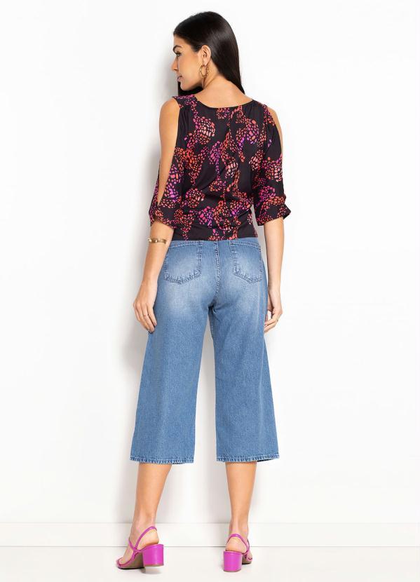 bonprix - Calça Pantacourt Jeans Marmorizado 4