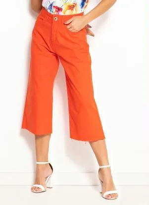bonprix - Calça Pantacourt Laranja - BONPRIX