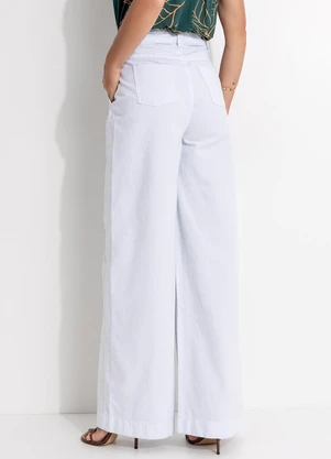 Quintess - Calça Pantalona com Bolsos Jeans Branca - QUINTESS