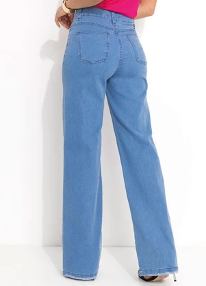Quintess - Calça Pantalona com Bolsos Jeans Claro - QUINTESS