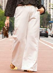 Cala Pantalona Off White em Jeans