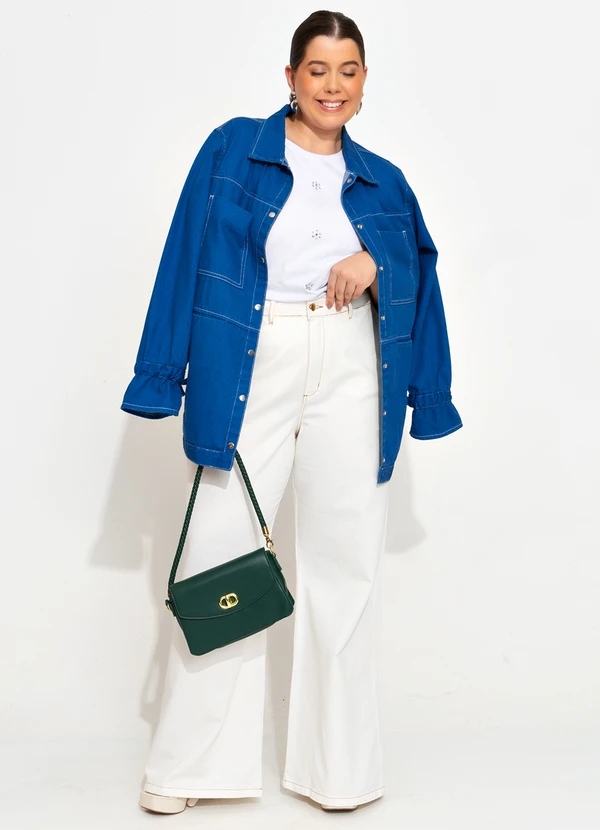 Quintess - Calça Pantalona Off White em Jeans 5