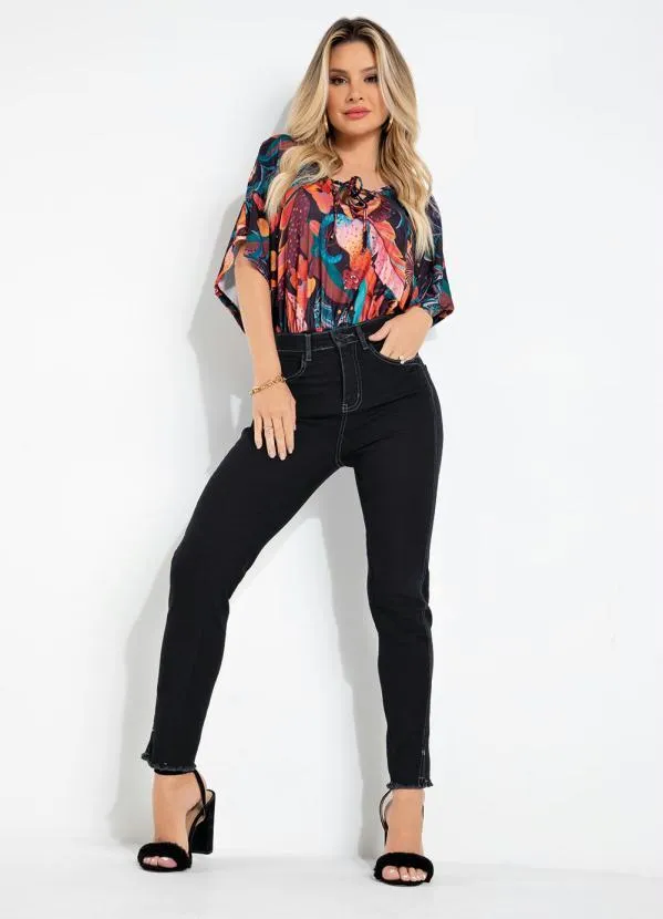 Sawary Jeans - Calça Preta com Costuras Contrastantes Sawary 3