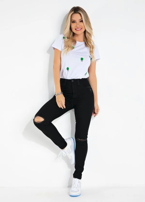 Sawary Jeans - Calça Preta Sawary com Destroyed nos Joelhos 3