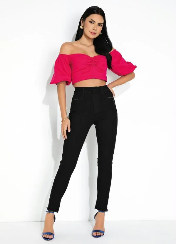 Sawary Jeans - Calça Preta Super Lipo Cigarrete Desfiada Sawary 4