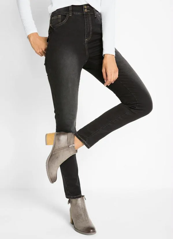 bonprix - Calça Preto em Jeans