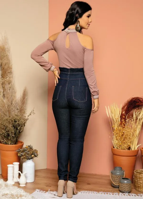 Quintess - Calça Quintess Jeans com Babado no Cós