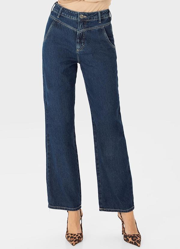 Enfim - Calça Reta 90'S Jeans Cintura Alta Azul