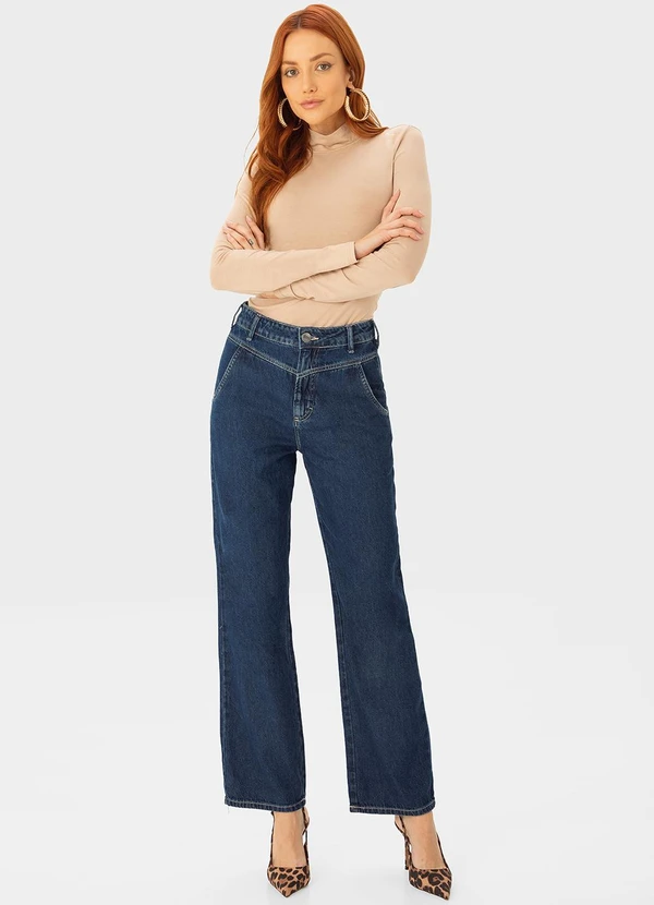 Enfim - Calça Reta 90'S Jeans Cintura Alta Azul 2