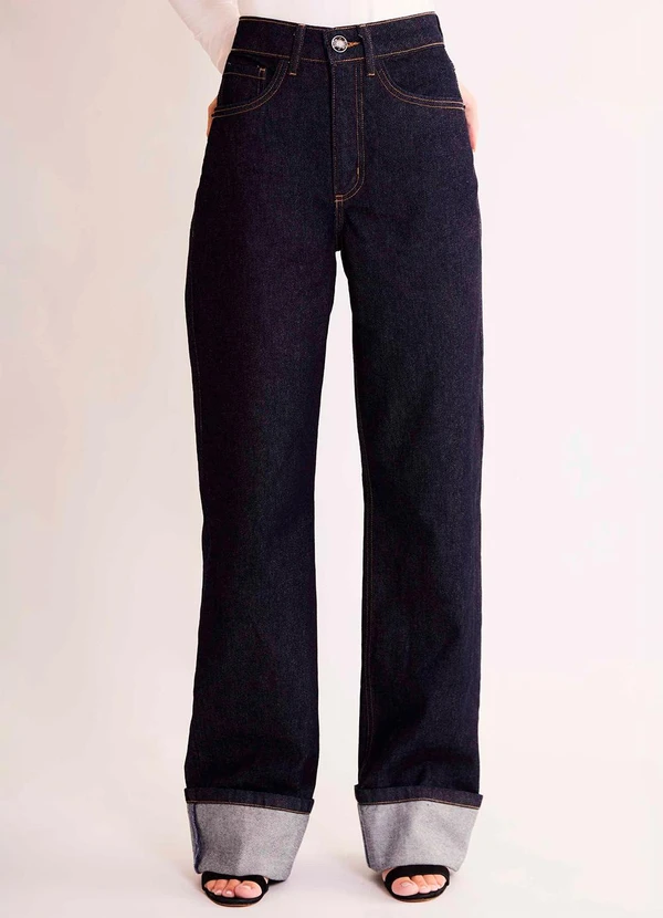 Sofie - Calça Reta Allure em Denim Azul