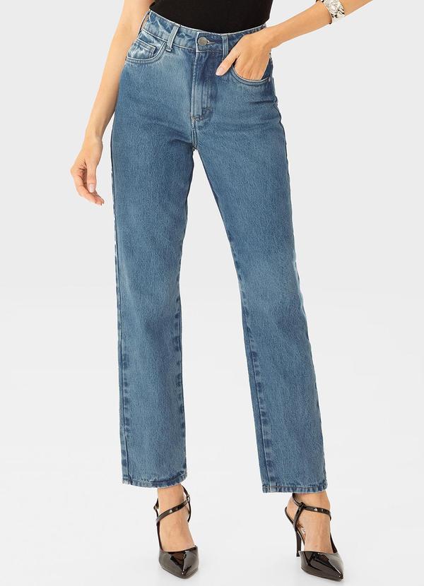 Enfim - Calça Reta Cintura Alta Jeans Azul