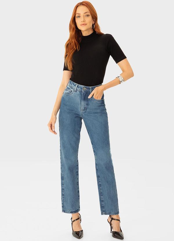 Enfim - Calça Reta Cintura Alta Jeans Azul 2