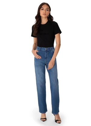 Enfim - Calça Reta Cintura Alta Jeans Azul - ENFIM