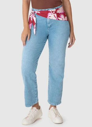 Malwee - Calça Reta Cropped Jeans Azul Claro - MALWEE