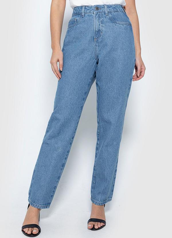 Enfim - Calça Reta Jeans Cintura Alta Azul