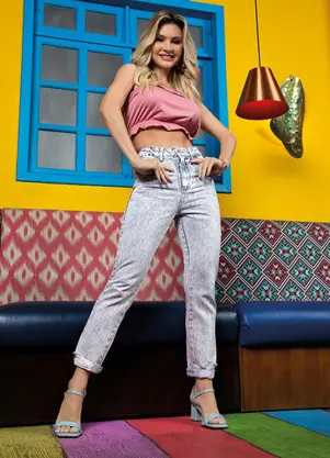 Sawary Jeans - Calça Reta Jeans Clara com Destroyed e Bolsos - SAWARY JEANS