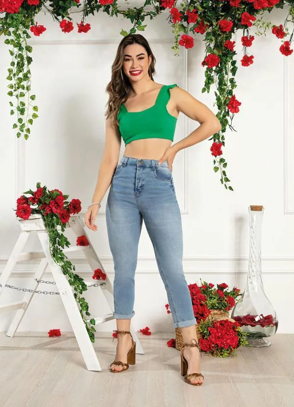 Sawary Jeans - Calça Reta Jeans Claro com Bolsos Sawary 5