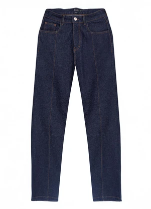 Enfim - Calça Reta Jeans com Cintura Alta Azul Escuro - ENFIM