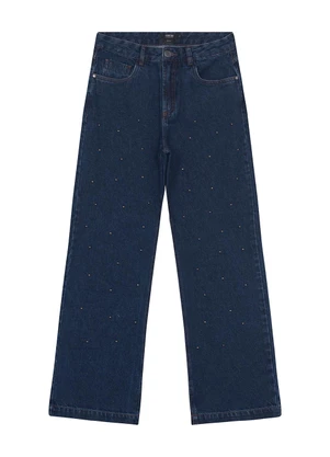 Enfim - Calça Reta Jeans com Tachas Azul Escuro - ENFIM