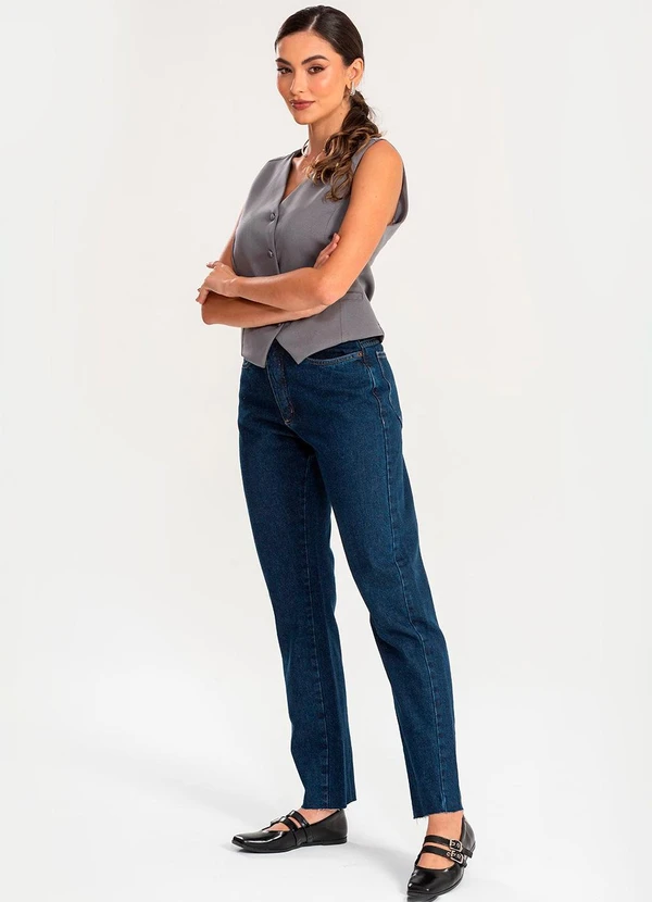 Meu Jeans - Calça Reta Jeans Escuro Jeans Escuro Azul 3