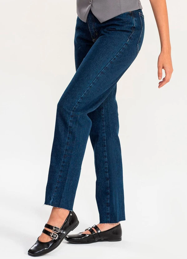 Meu Jeans - Calça Reta Jeans Escuro Jeans Escuro Azul 4