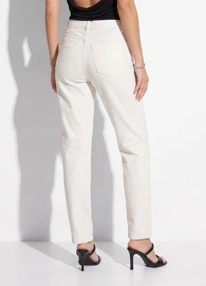 Quintess - Calça Reta Off White em Sarja - QUINTESS